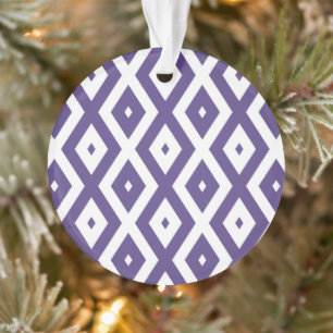 Ultra violet and white diamond pattern ornament