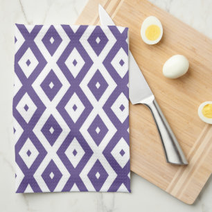 Ultra violet and white diamond pattern tea towel