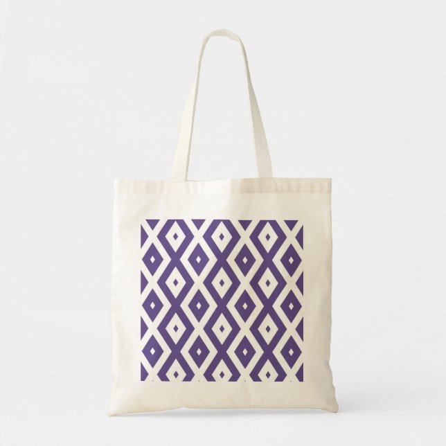 Ultra violet and white diamond pattern tote bag (Front)