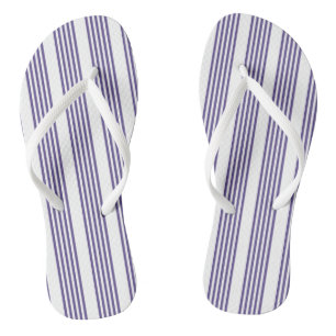Ultra violet and white five stripe pattern flip flops