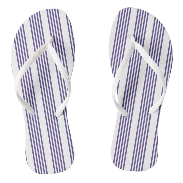Ultra violet and white five stripe pattern flip flops (Footbed)