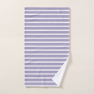 Ultra violet and white five stripe pattern hand towel