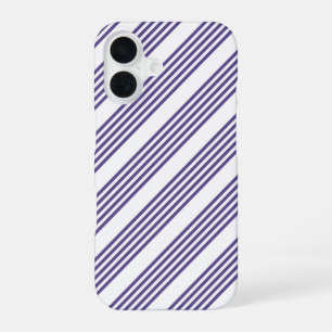 Ultra violet and white five stripe pattern iPhone 16 case