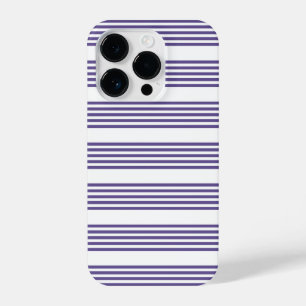Ultra violet and white five stripe pattern iPhone 14 pro case