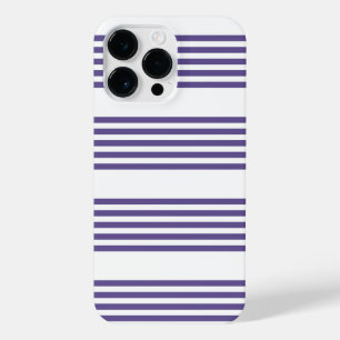 Ultra violet and white five stripe pattern iPhone 14 pro max case