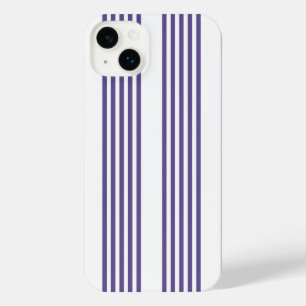 Ultra violet and white five stripe pattern iPhone 14 plus case