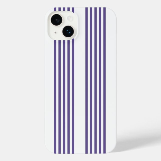 Ultra violet and white five stripe pattern iPhone case (Back)