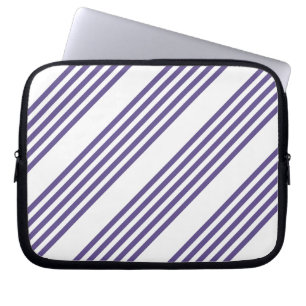 Ultra violet and white five stripe pattern laptop sleeve