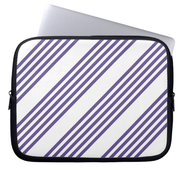 Ultra violet and white five stripe pattern laptop sleeve (Front)