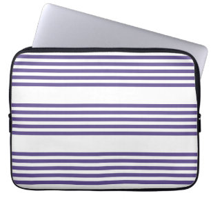 Ultra violet and white five stripe pattern laptop sleeve