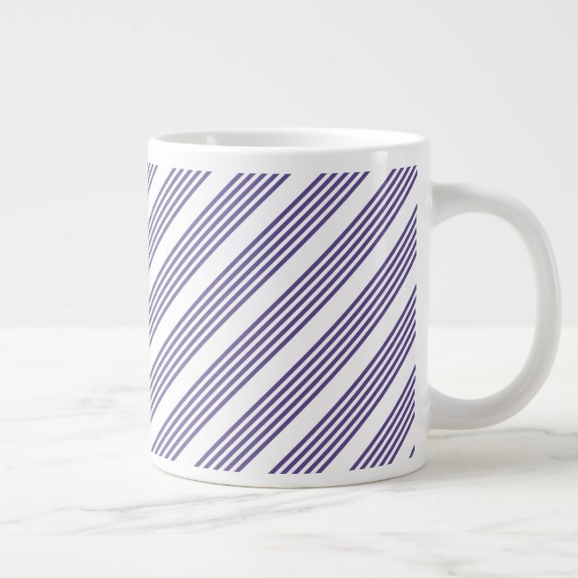 Ultra violet and white five stripe pattern large coffee mug (Right)