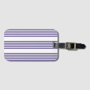 Ultra violet and white five stripe pattern luggage tag