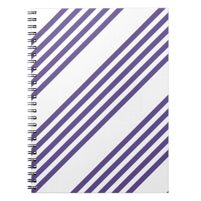 Ultra violet and white five stripe pattern notebook (Front)