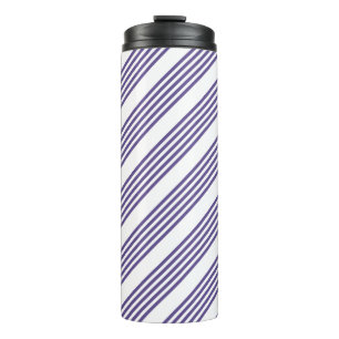 Ultra violet and white five stripe pattern thermal tumbler