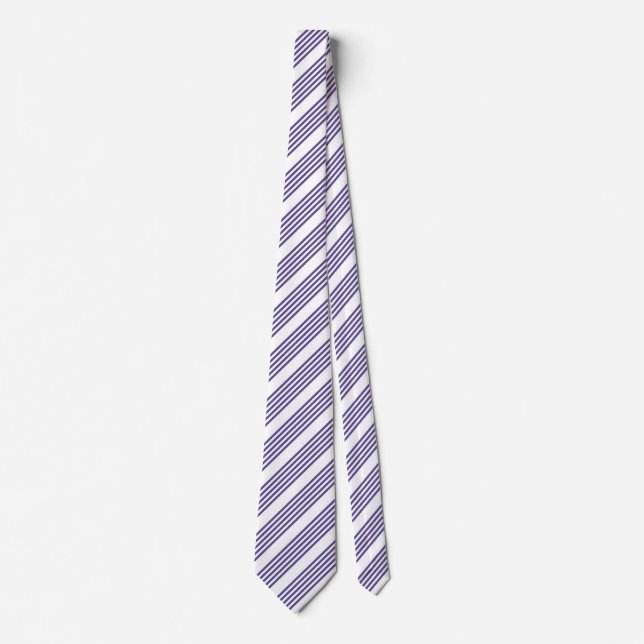 Ultra violet and white five stripe pattern tie (Front)
