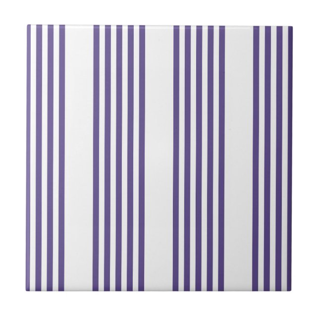 Ultra violet and white five stripe pattern tile (Front)