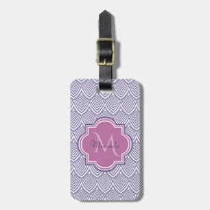 Ultra Violet Arched Scallops Orchid Monogram Name Luggage Tag