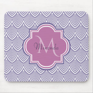 Ultra Violet Arched Scallops Orchid Monogram Name Mouse Mat