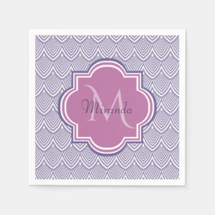 Ultra Violet Arched Scallops Orchid Monogram Name Napkin