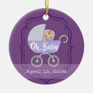 Ultra Violet Baby Birth Stats Ceramic Tree Decoration