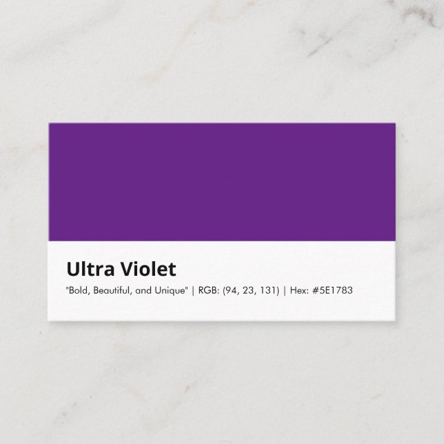 Ultra Violet | "Bold, Beautiful, and Unique" Colou Business Card (Front)