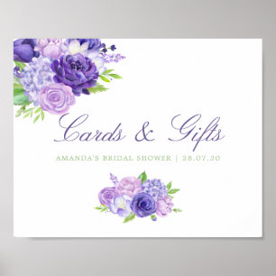 Ultra Violet Bridal Shower Cards and Gifts Sign