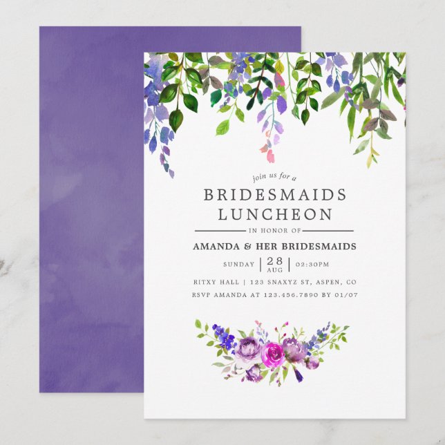 Ultra Violet Bridesmaids Luncheon Invitation (Front/Back)