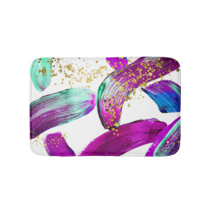 Ultra Violet Brush: Abstract Art Bath Mat