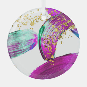 Ultra Violet Brush: Abstract Art Glass Tree Decoration