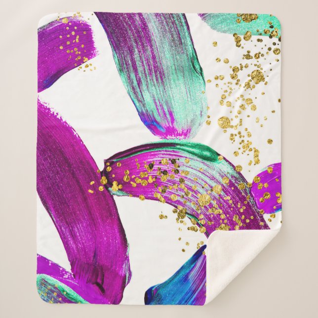 Ultra Violet Brush: Abstract Art Sherpa Blanket (Front)