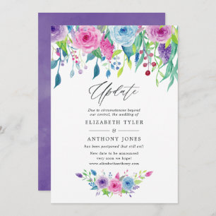 Ultra Violet colour combo Floral Wedding Update Invitation