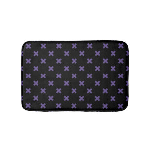 Ultra violet cross stitches on black bath mat