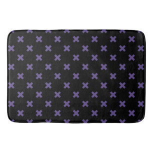 Ultra violet cross stitches on black bath mat