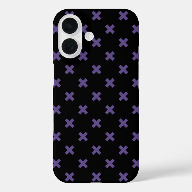 Ultra violet cross stitches on black Case-Mate iPhone case (Back)