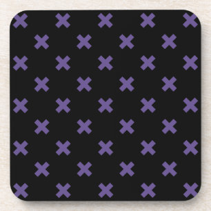 Ultra violet cross stitches on black coaster