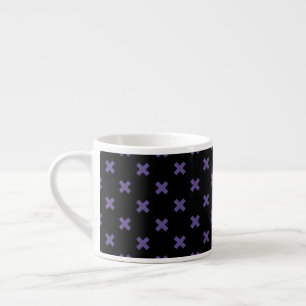 Ultra violet cross stitches on black espresso cup