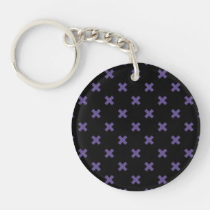 Ultra violet cross stitches on black key ring