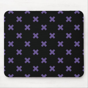 Ultra violet cross stitches on black mouse mat