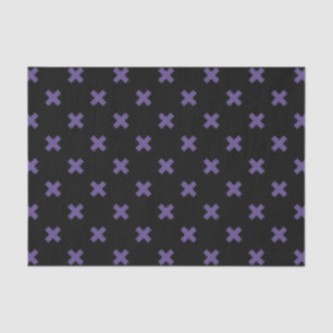 Ultra violet cross stitches on black tissue paper