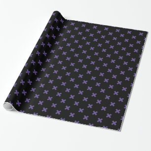 Ultra violet cross stitches on black wrapping paper