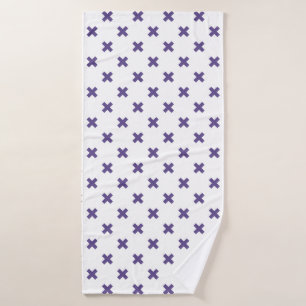 Ultra violet cross stitches on white bath towel