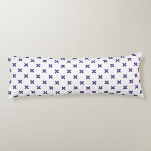 Ultra violet cross stitches on white body cushion