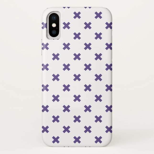 Ultra violet cross stitches on white Case-Mate iPhone case (Back)
