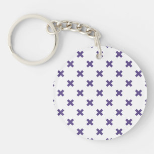 Ultra violet cross stitches on white key ring