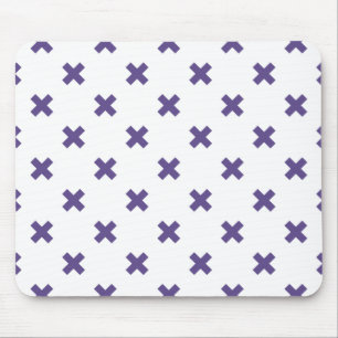 Ultra violet cross stitches on white mouse mat