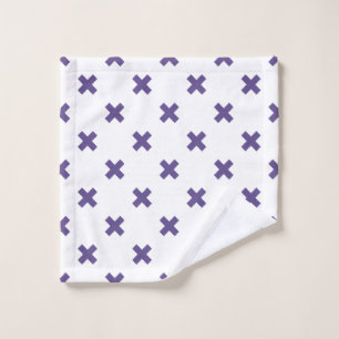 Ultra violet cross stitches on white wash cloth