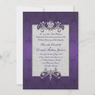 Ultra Violet Damask Wedding Invitation