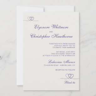 Ultra Violet Elegant Chic Calligraphy Wedding Invitation