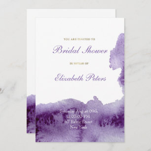 Ultra Violet Elegant Watercolor Bridal Shower Invitation