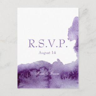 Ultra Violet Elegant Watercolor Wedding RSVP Invitation Postcard